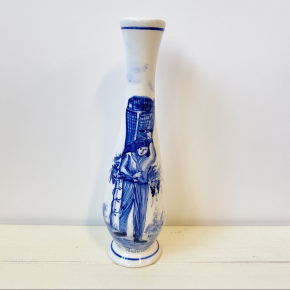 Portugal Blue White Porcelain Story Vase Pottery - Picture 1 of 9